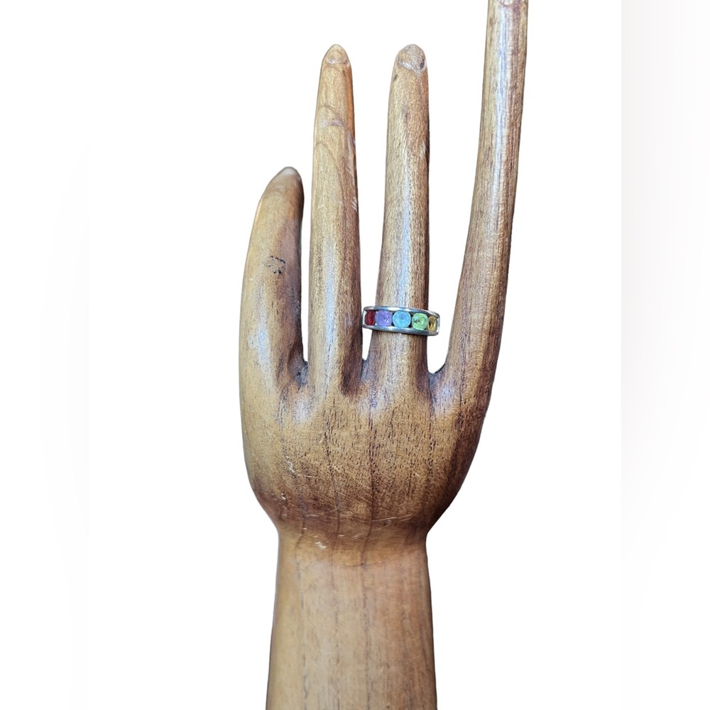 Vtg Sterling Silver Multi-Stone Ring - image 1